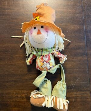 Fabric Scarecrow Shelf Sitting Multicolor Halloween Thanksgiving Fall Decor